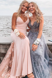 Open Back Blush Mermaid Long Formal Dress HZ1023