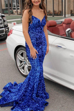 Mermaid Fuchsia Sequins Long Formal Dress HZ1023