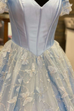 Light Blue Sweetheart Off-the-Shoulder A-line Prom Dress HZ1023