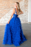 Layers Floral Tulle A-line Long Prom Dress HZ1023