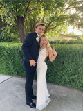 Backless V Neck Spaghetti Straps Prom Dress HZ1023