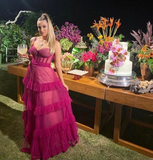 A-line Tulle Long Prom Dresses Fashion Formal Dress HZ1023