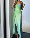 Spaghetti strap gradient prom dress vintage ombre dress HZ1023