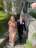 Deep V Neck Layered A Line Prom Dress HZ1023