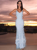 Tulle Applique Halter Sleeveless Floor-Length Prom Dresses HZ1023