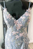 Elegant Mermaid Grey Prom Dress with Embroidery HZ1023