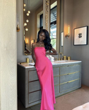 Mermaid Strapless Pink Slit Birthday Dress HZ1023
