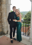 Sparkly Mermaid Dark Green Long Prom Dresses Formal Dress HZ1023
