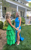 Blue elegant fashion halter neck tassel ball gown evening dress HZ1023