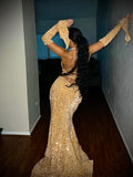 Red Shiny Pretty V Neck Long Bodycon Sexy Sequined Prom Dress Formal Evening Gown Party Dress HZ1023