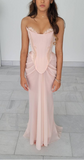 Pink vintage elegant beaded A-line lace ball gown evening dress HZ1023