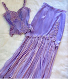 Purple Pretty Sweet Elegant Sweetheart Neckline Delicate Floral Lace Long Chiffon Ball Gown Evening Dress Holiday Party Dress Two Piece Prom Dress HZ1023