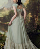 Green Retro Elegant Sweetheart Neck Long School Chiffon Tulle Ball Dress Evening Dress Birthday Party Dress Bridesmaid Dress HZ1023