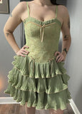 Green pink sweet spaghetti strap layered short lace tulle homecoming dress prom dress evening dress birthday party dress HZ1023