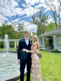 Deep V Neck Layered A Line Prom Dress HZ1023