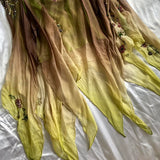 Green fashion gradient exquisite beaded long chiffon prom dress, evening dress, party dress HZ1023