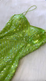 Green gorgeous fashion exquisite beaded spaghetti straps long tulle ball gown evening dress party dress HZ1023