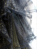 Black ball gown long prom dress, black evening dress HZ1023