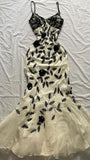 Ivory Elegant Exquisite Beaded Floral Long Lace Ball Gown Evening Dress Party Dress HZ1023