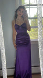Purple/Blue Fashion Elegant Sweetheart Neck Strap Long Slim Satin Formal Prom Dress Evening Dress Party Dress Graduation Dress HZ1023
