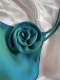 Green gradient fashion simple long elegant satin ball gown evening dress party dress HZ1023