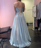 Blue beautiful fashion exquisite lace long elegant tulle ball gown evening dress party dress bridesmaid dress HZ1023