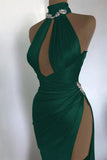 Burgundy Elegant Off-the-shoulder High Neck Exquisite Beading Long Sexy Slit Ball Gown Evening Gown Party Dress HZ1023