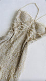 Ivory White Luxury Shiny Gorgeous Fashion Exquisite Beading Long Ankle Length Sequin Chiffon Ruffle Ball Gown Evening Dress Party Dress Prom Dress HZ1023