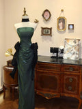 Green gorgeous vintage fashion elegant long slim satin ball gown evening dress party dress prom dress HZ1023
