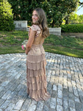 Deep V Neck Layered A Line Prom Dress HZ1023