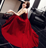 Simple v neck velvet short prom dress party dress HZ1023