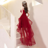 Burgundy lace short prom dress homecoming dress HZ1023