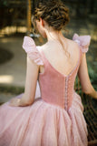 Pink/Red Cute A-line Long Prom Dress Evening Dress Graduation Party Dress HZ1023