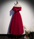 Burgundy tulle short A line prom dress party dress HZ1023