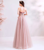 Cute tulle lace long A line prom dress evening dress HZ1023