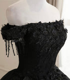 Black tulle lace long ball gown dress formal dress HZ1023