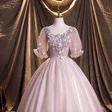 Cute tulle lace long ball gown dress formal dress HZ1023