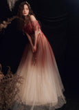 Burgundy sequins long prom dress formal dress HZ1023
