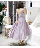 Shiny v neck short prom dress blue evening dress HZ1023