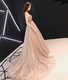 Simple v neck tulle long ball gown dress formal dress HZ1023