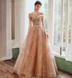Shiny tulle sequins long prom dress formal dress HZ1023