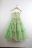 Light Green Retro Elegant Sweet Exquisite Lace Long Tulle Prom Dress Evening Gown Fairy Graduation Dress HZ1023