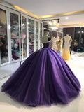 Purple Gorgeous Exquisite Beaded Long Tulle Fashion Ball Gown Evening Dress HZ1023