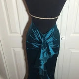 Blue vintage fashion elegant suspender long satin formal prom dress evening gown party dress HZ1023