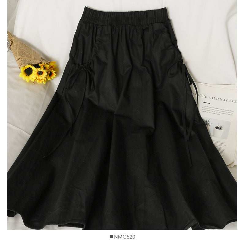 Elastic waist shows thin, medium and long solid color skirt for women HZ1023