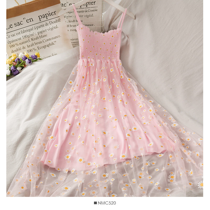 Super fairy Daisy mesh suspender dress HZ1023