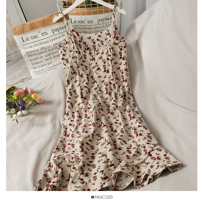Sweet printed corduroy high waist medium length beautiful back dress for women HZ1023