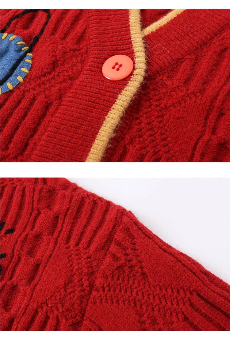 Loose, lazy, kiddie planet embroidered sweater HZ1023