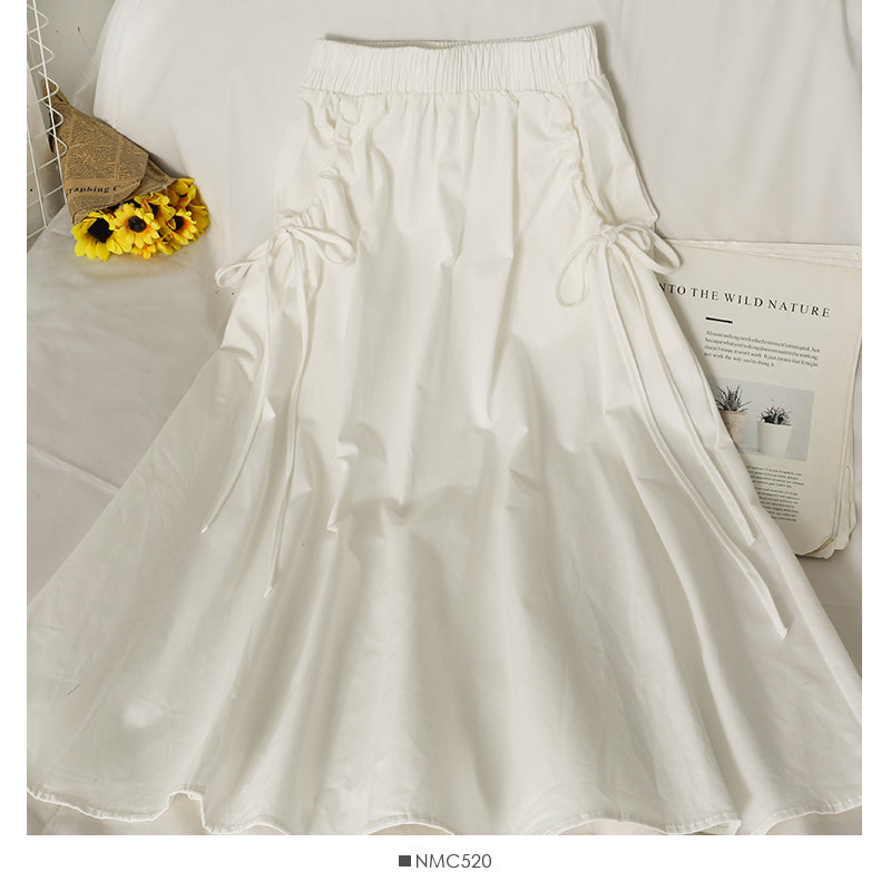 Elastic waist shows thin, medium and long solid color skirt for women HZ1023
