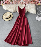 Simple A line v neck dress fashion dress HZ1023